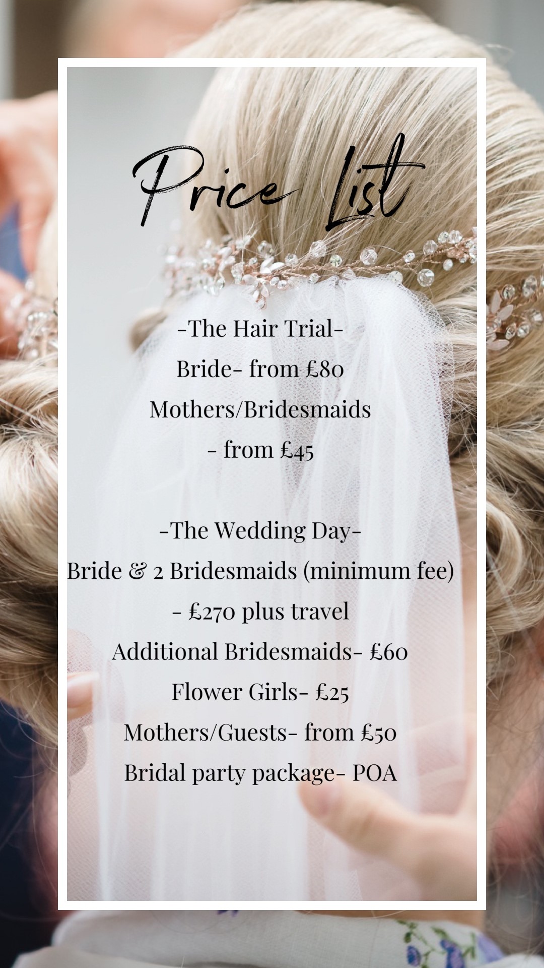 Bridal Price List
